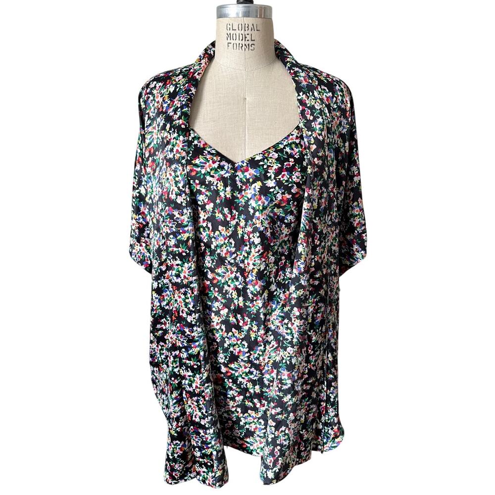 Laura Adams Floral Slip and Robe Set Size Small Vintage y2k Cottagecore